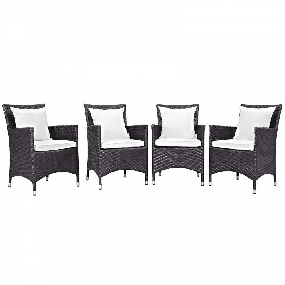 Convene 4 Piece Outdoor Patio Dining Set, Espresso White