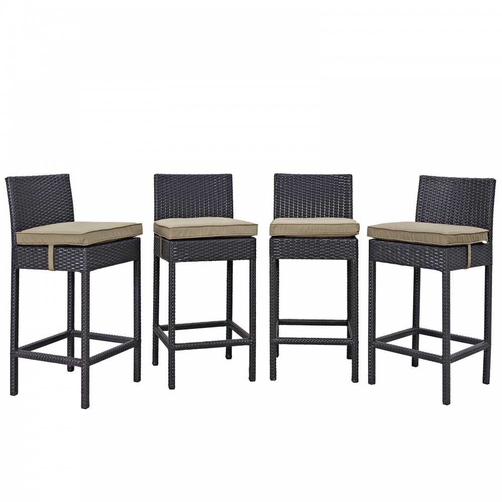 Convene 4 Piece Outdoor Patio Pub Set, Espresso Mocha