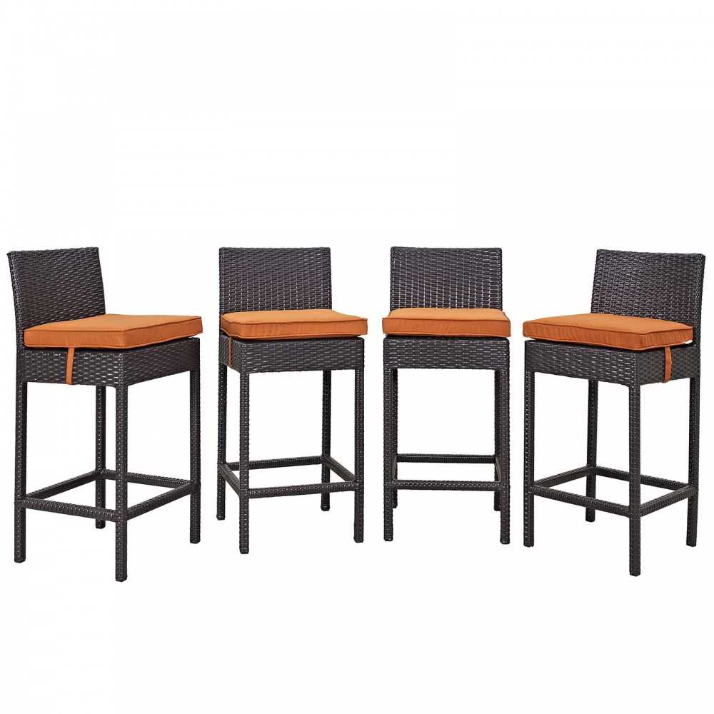 Convene 4 Piece Outdoor Patio Pub Set, Espresso Orange