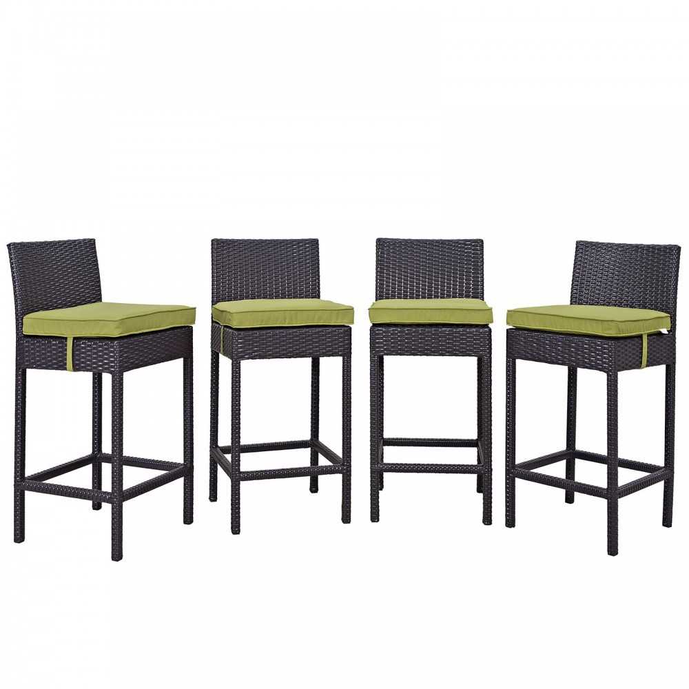 Convene 4 Piece Outdoor Patio Pub Set, Espresso Peridot