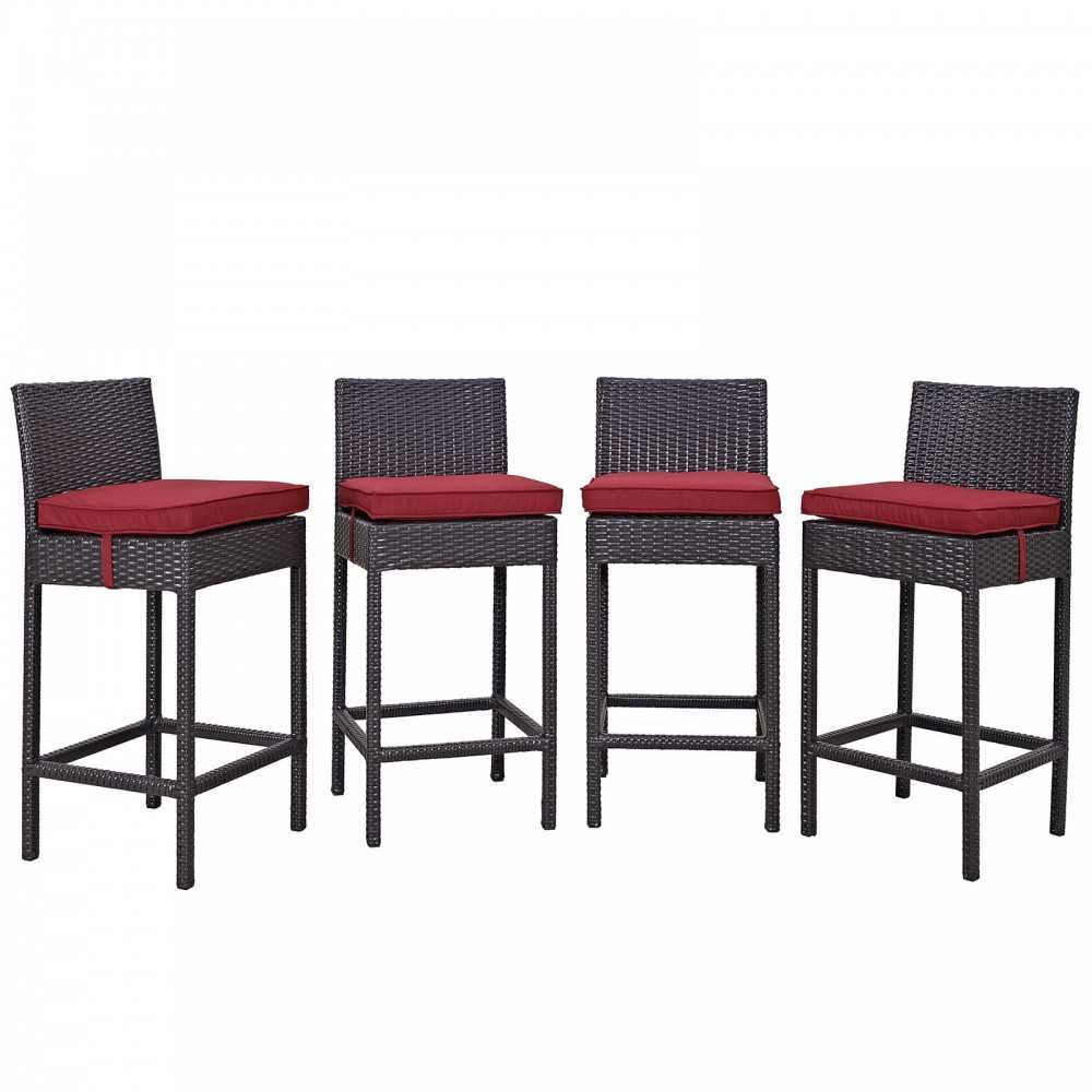 Convene 4 Piece Outdoor Patio Pub Set, Espresso Red