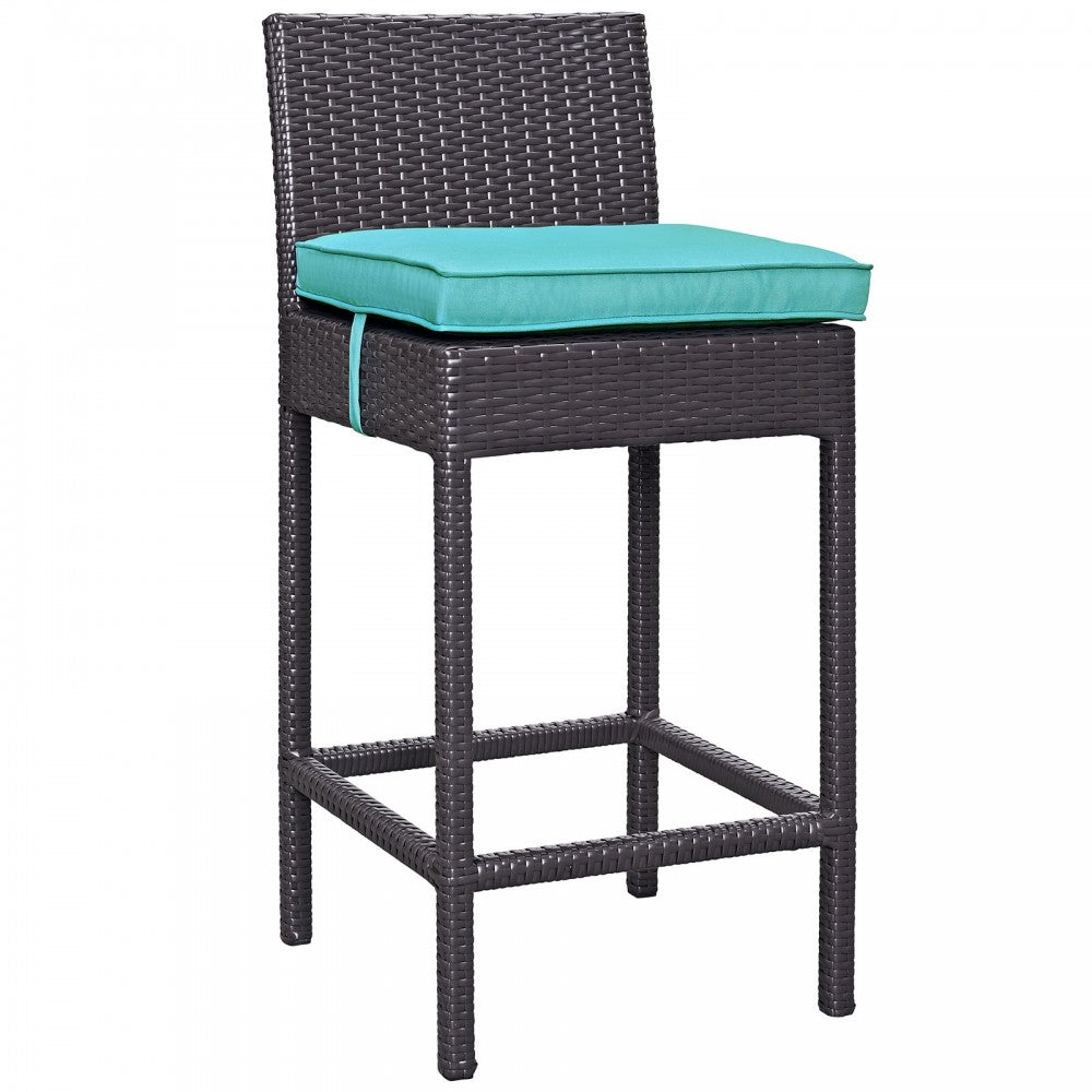 Convene 4 Piece Outdoor Patio Pub Set, Espresso Turquoise