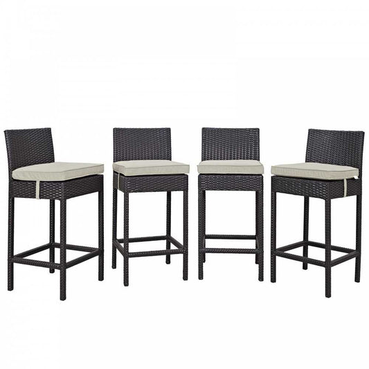 Convene 4 Piece Outdoor Patio Pub Set, Espresso Beige