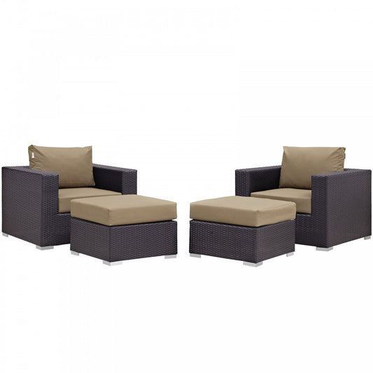 Convene 4 Piece Outdoor Patio Sectional Set, Espresso Mocha