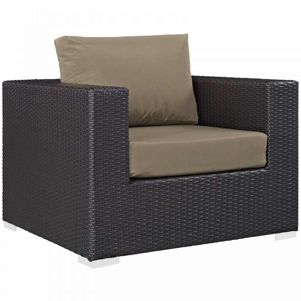 Convene 4 Piece Outdoor Patio Sectional Set, Espresso Mocha