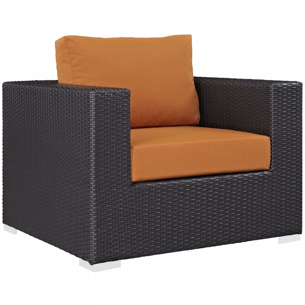 Convene 4 Piece Outdoor Patio Sectional Set, Espresso Orange