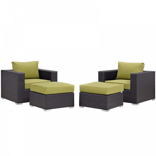 Convene 4 Piece Outdoor Patio Sectional Set, Espresso Peridot