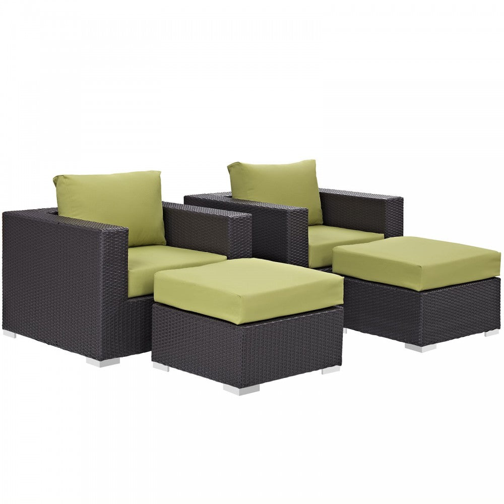 Convene 4 Piece Outdoor Patio Sectional Set, Espresso Peridot