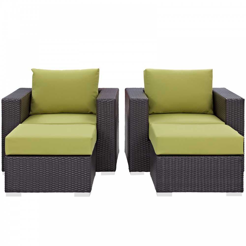 Convene 4 Piece Outdoor Patio Sectional Set, Espresso Peridot