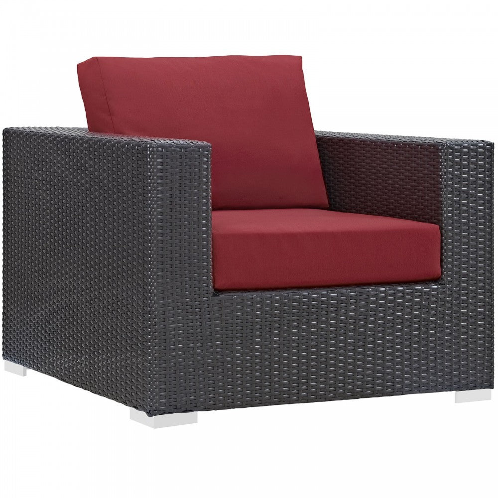 Convene 4 Piece Outdoor Patio Sectional Set, Espresso Red