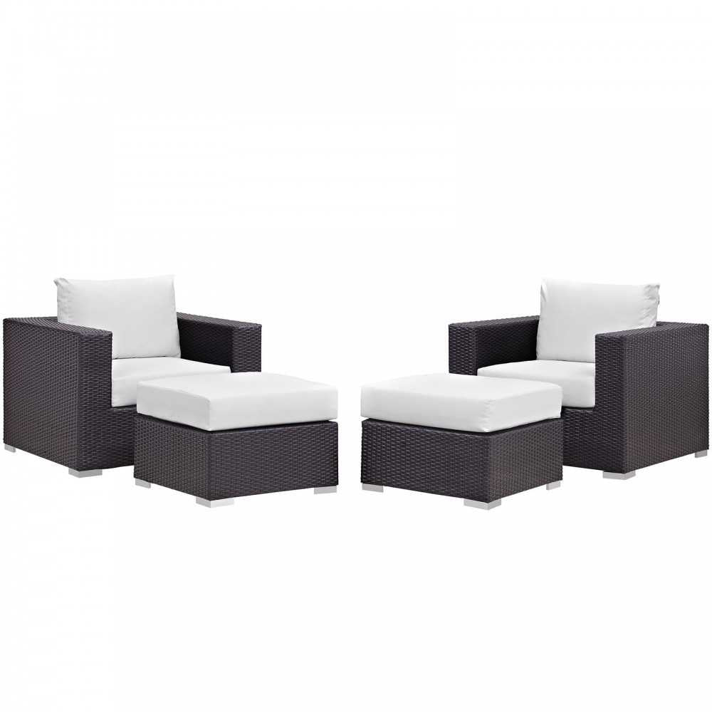 Convene 4 Piece Outdoor Patio Sectional Set, Espresso White