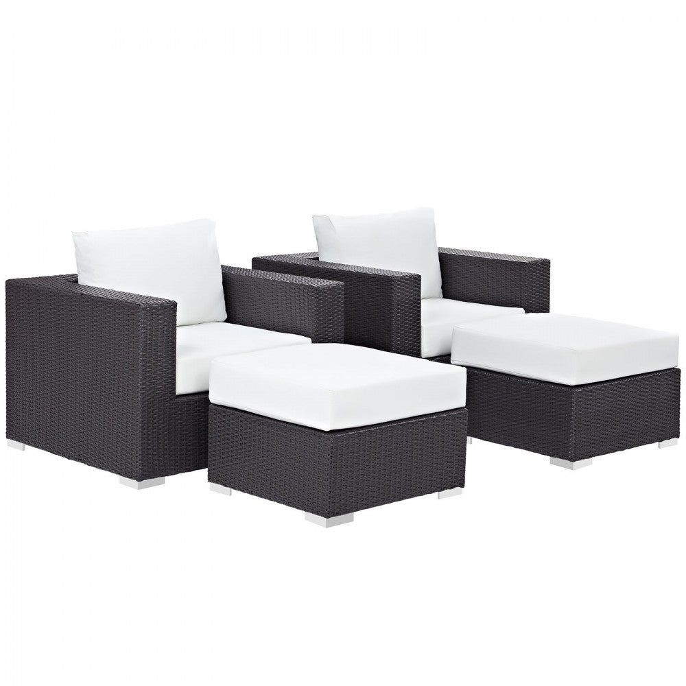 Convene 4 Piece Outdoor Patio Sectional Set, Espresso White