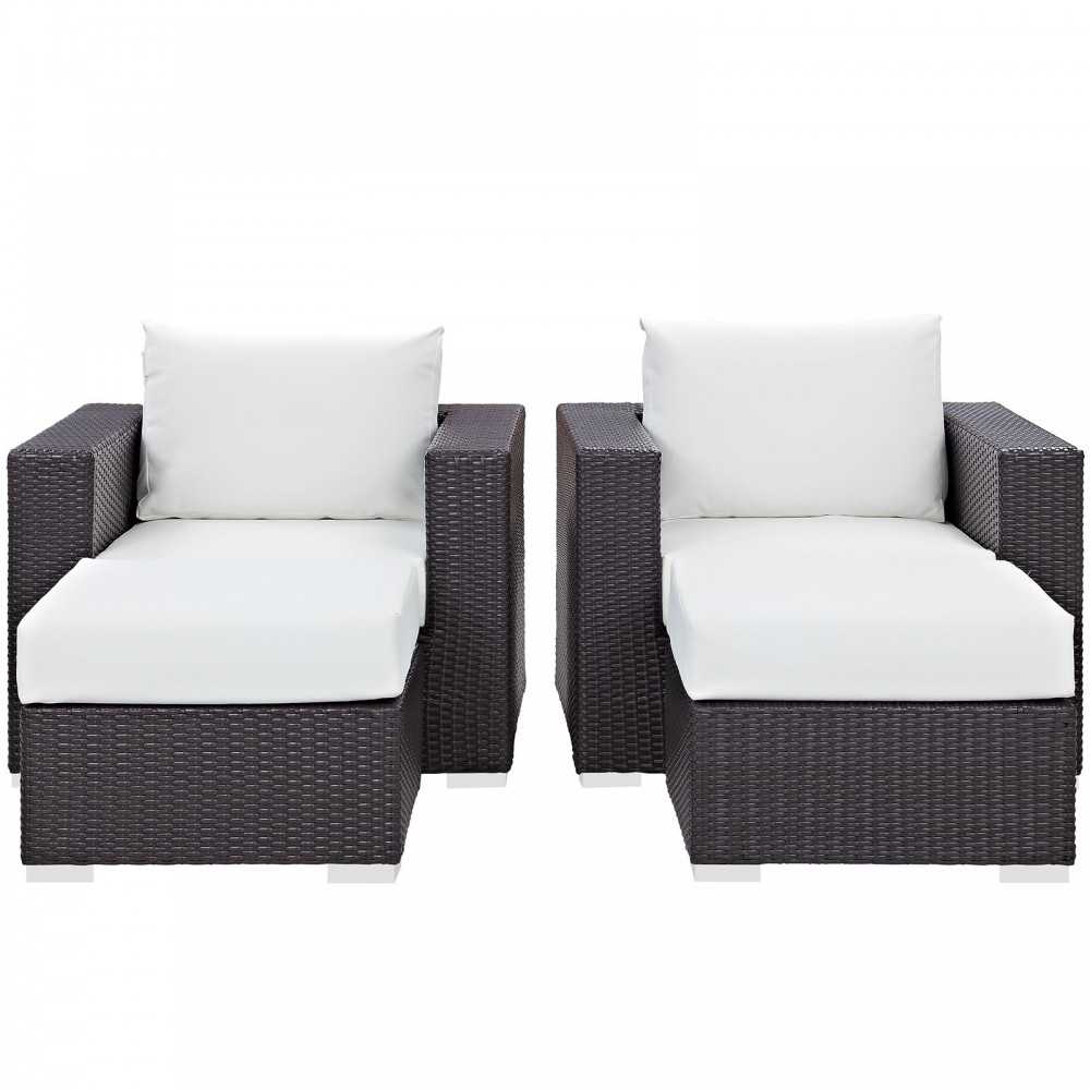 Convene 4 Piece Outdoor Patio Sectional Set, Espresso White