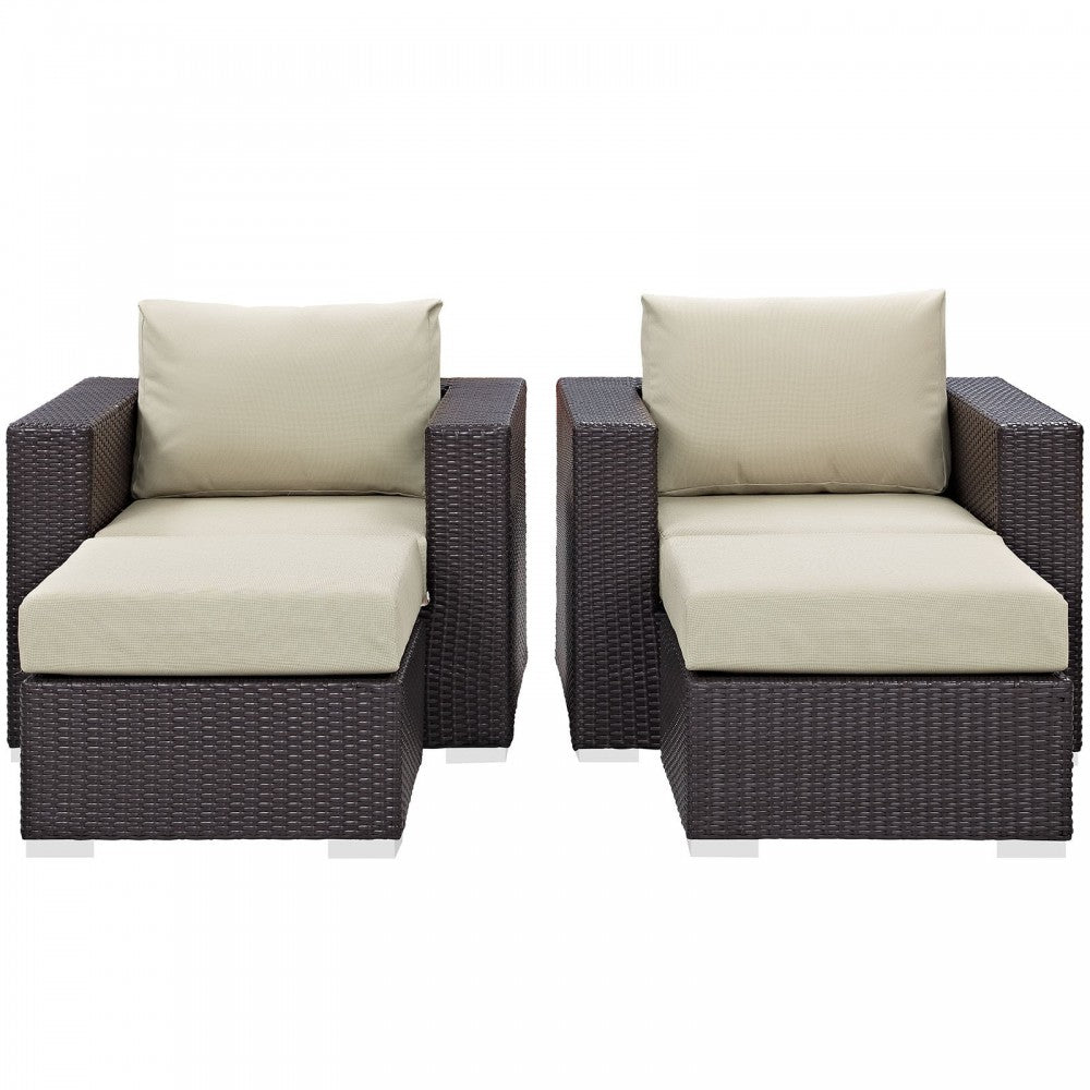 Convene 4 Piece Outdoor Patio Sectional Set, Espresso Beige