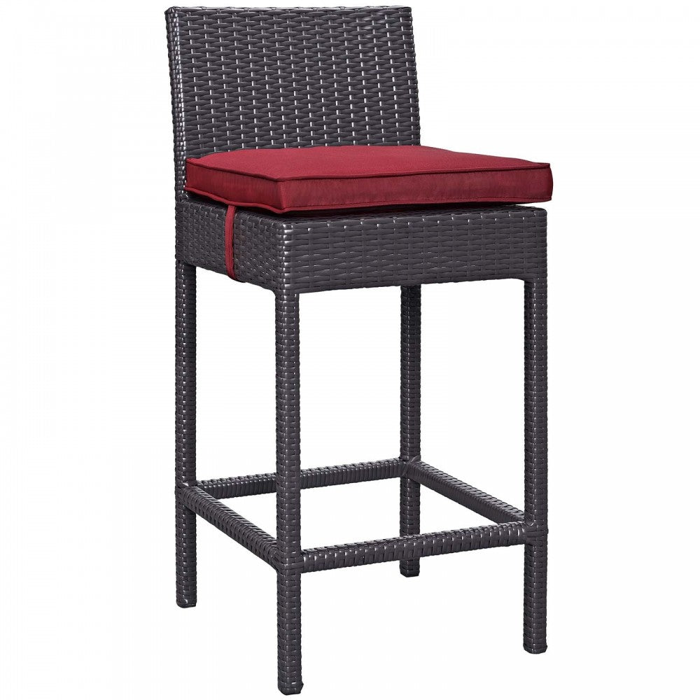 Convene 5 Piece Outdoor Patio Pub Set, Espresso Red, EEI-1964-EXP-RED-SET