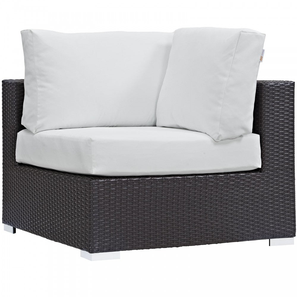 Convene 5 Piece Outdoor Patio Sectional Set, Espresso White, EEI-2163-EXP-WHI-SET