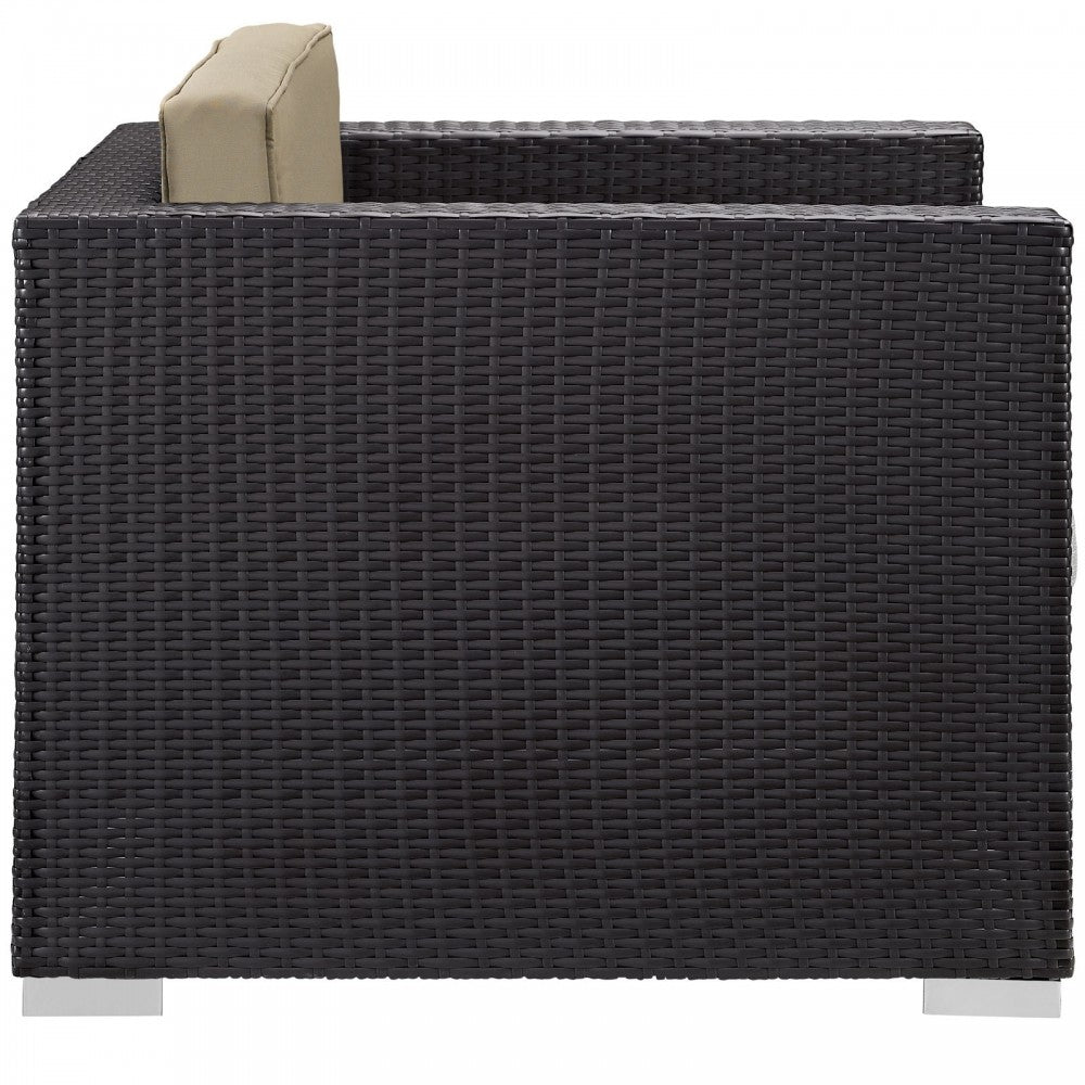 Convene 5 Piece Outdoor Patio Sectional Set, Espresso Mocha, EEI-1809-EXP-MOC-SET