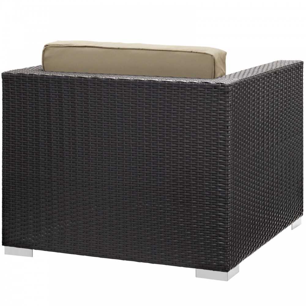 Convene 5 Piece Outdoor Patio Sectional Set, Espresso Mocha, EEI-1809-EXP-MOC-SET