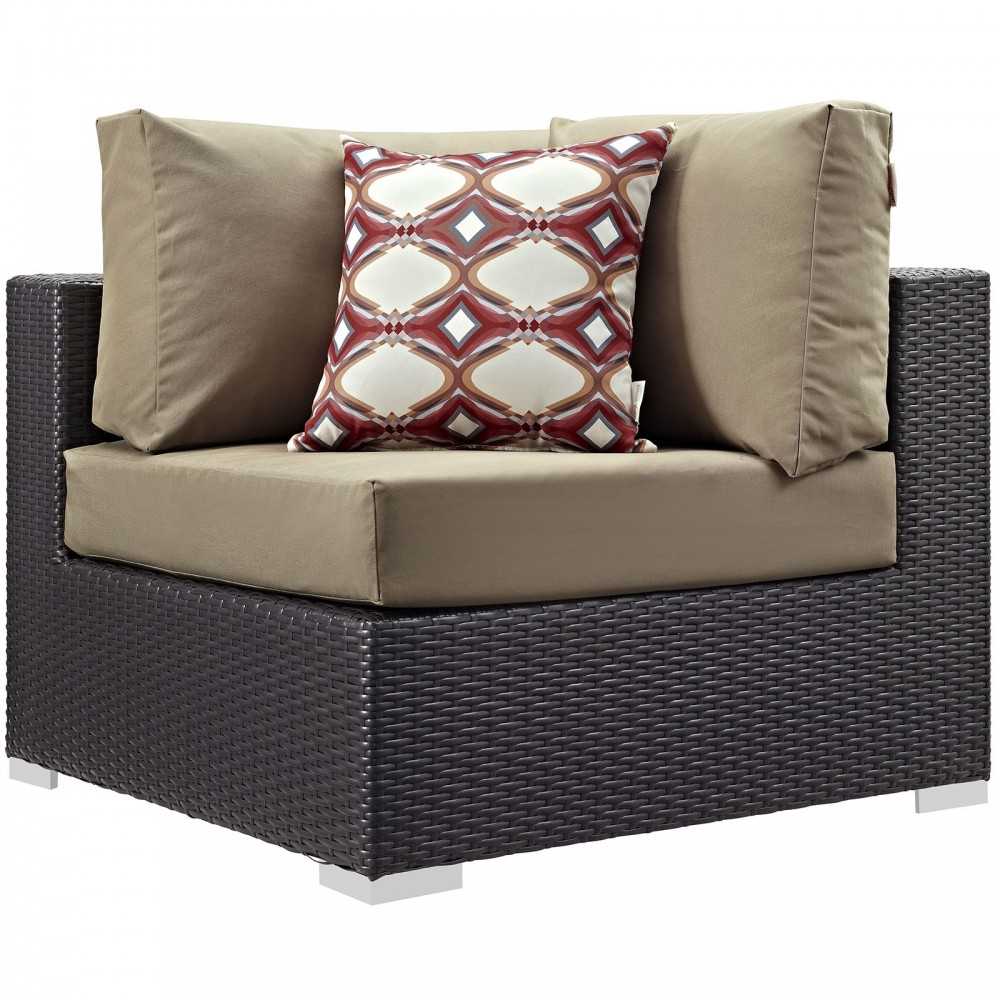 Convene 5 Piece Outdoor Patio Sectional Set, Espresso Mocha, EEI-2356-EXP-MOC-SET