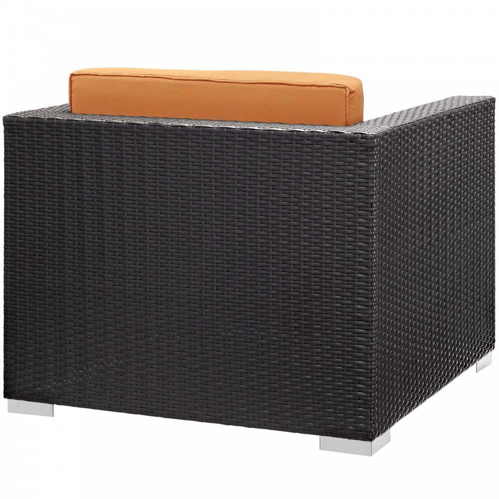 Convene 5 Piece Outdoor Patio Sectional Set, Espresso Orange, EEI-1809-EXP-ORA-SET