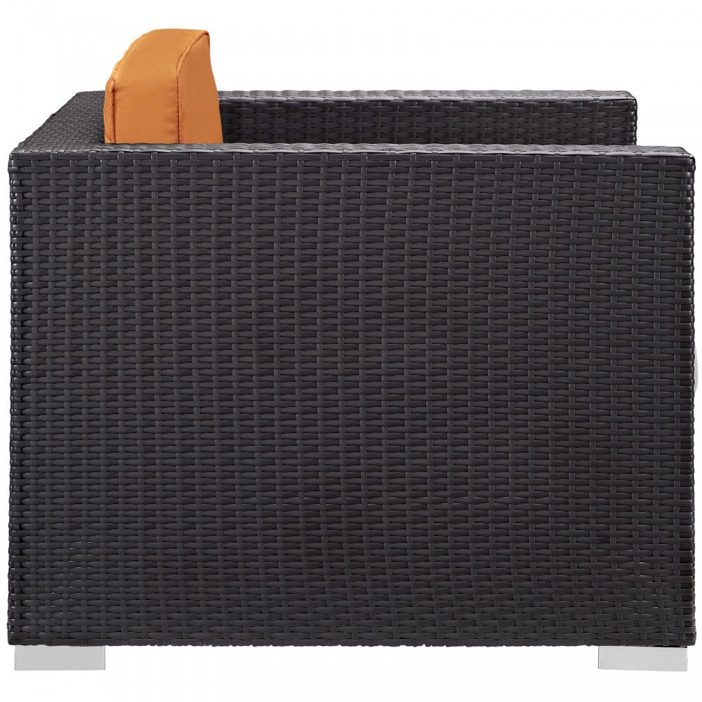 Convene 5 Piece Outdoor Patio Sectional Set, Espresso Orange, EEI-1809-EXP-ORA-SET