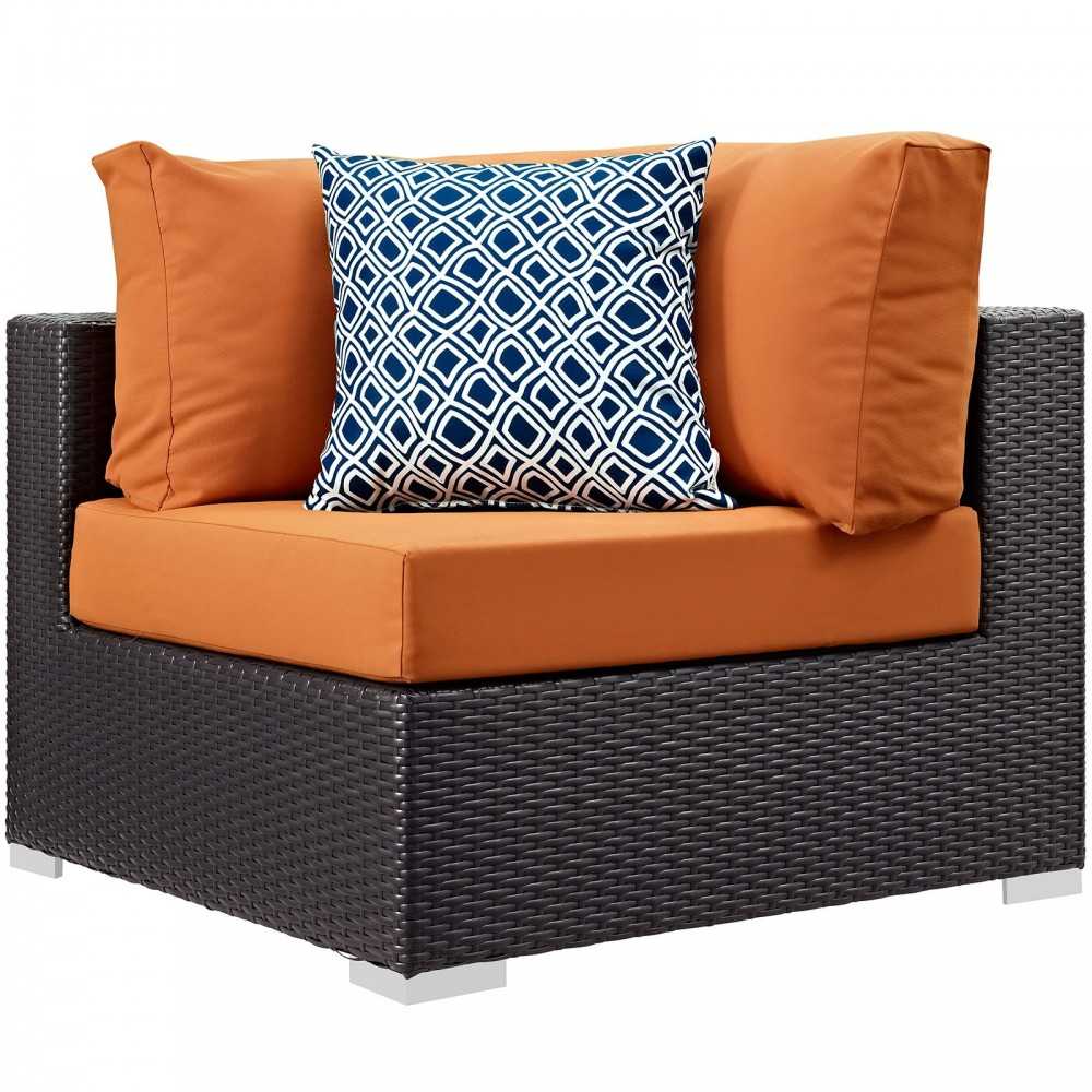 Convene 5 Piece Outdoor Patio Sectional Set, Espresso Orange, EEI-2356-EXP-ORA-SET