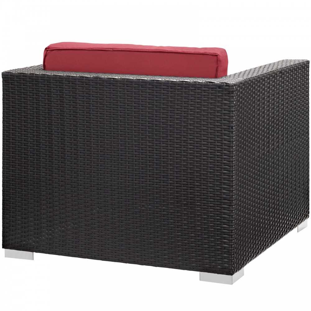 Convene 5 Piece Outdoor Patio Sectional Set, Espresso Red, EEI-1809-EXP-RED-SET