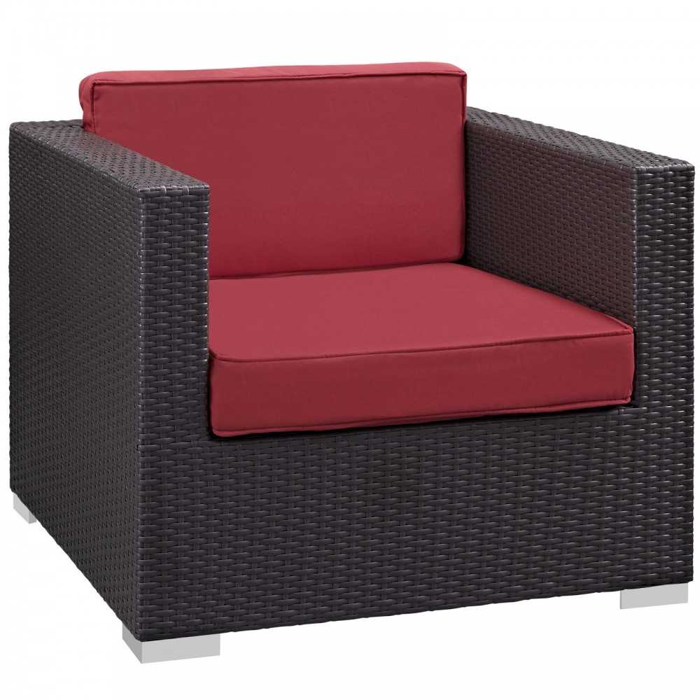 Convene 5 Piece Outdoor Patio Sectional Set, Espresso Red, EEI-1809-EXP-RED-SET