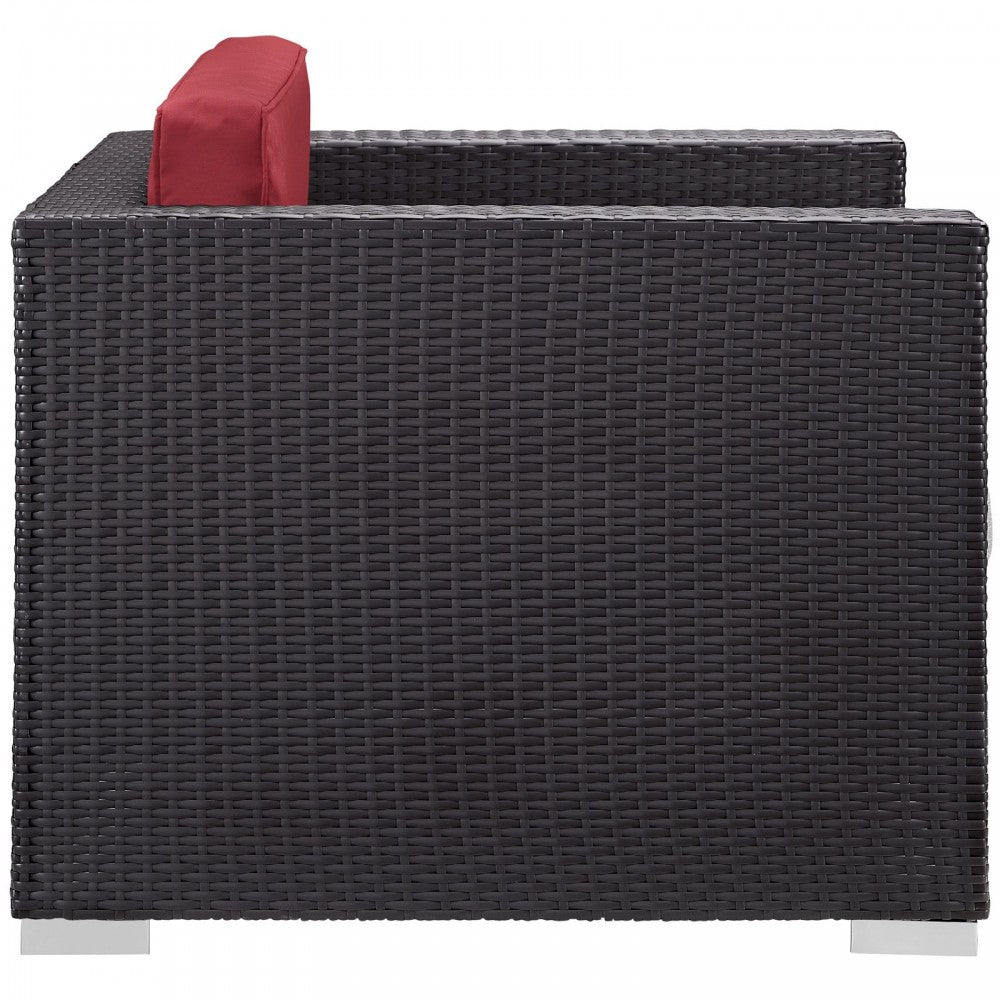 Convene 5 Piece Outdoor Patio Sectional Set, Espresso Red, EEI-1809-EXP-RED-SET