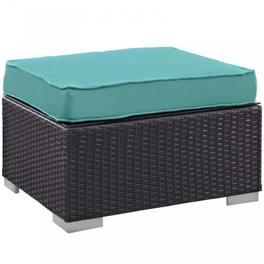 Convene 5 Piece Outdoor Patio Sectional Set, Espresso Turquoise, EEI-1809-EXP-TRQ-SET