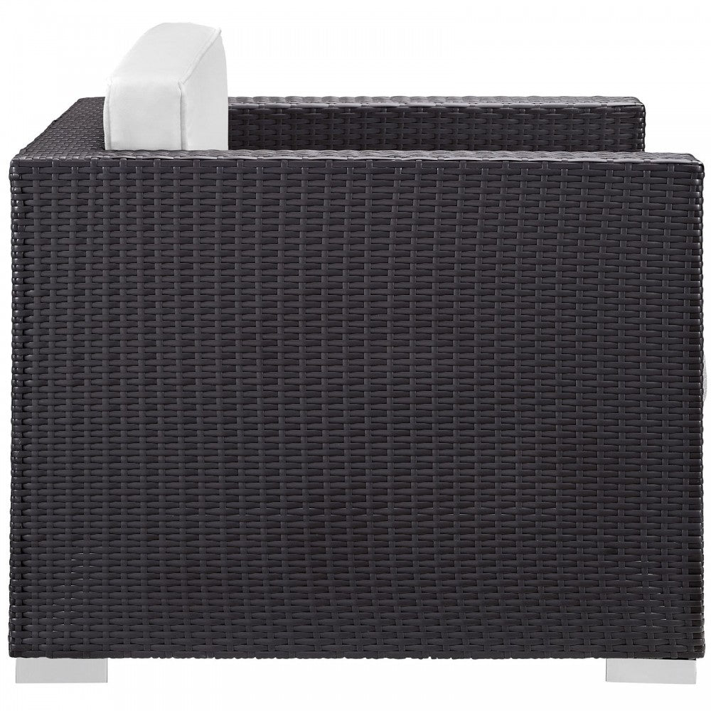 Convene 5 Piece Outdoor Patio Sectional Set, Espresso White, EEI-1809-EXP-WHI-SET