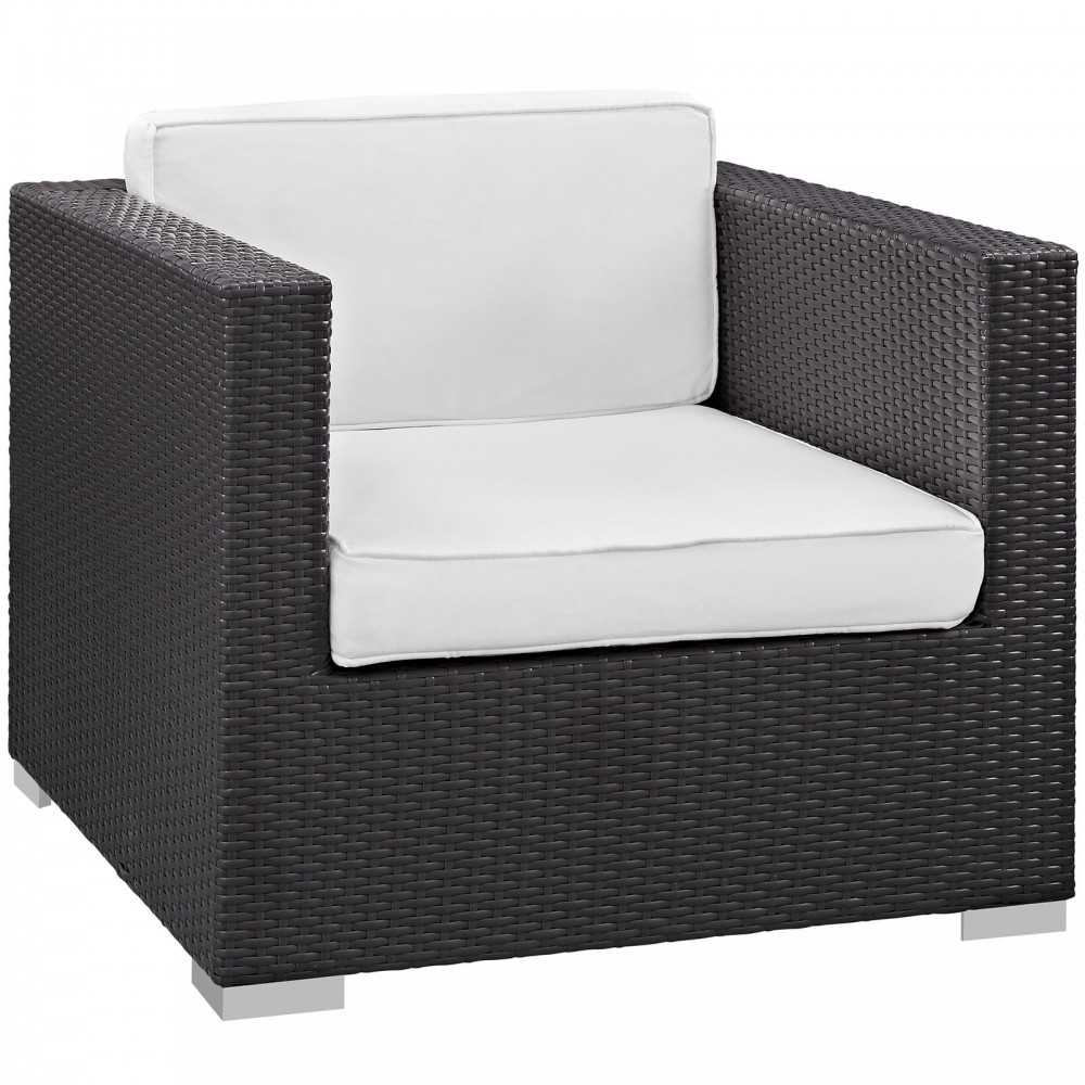 Convene 5 Piece Outdoor Patio Sectional Set, Espresso White, EEI-1809-EXP-WHI-SET