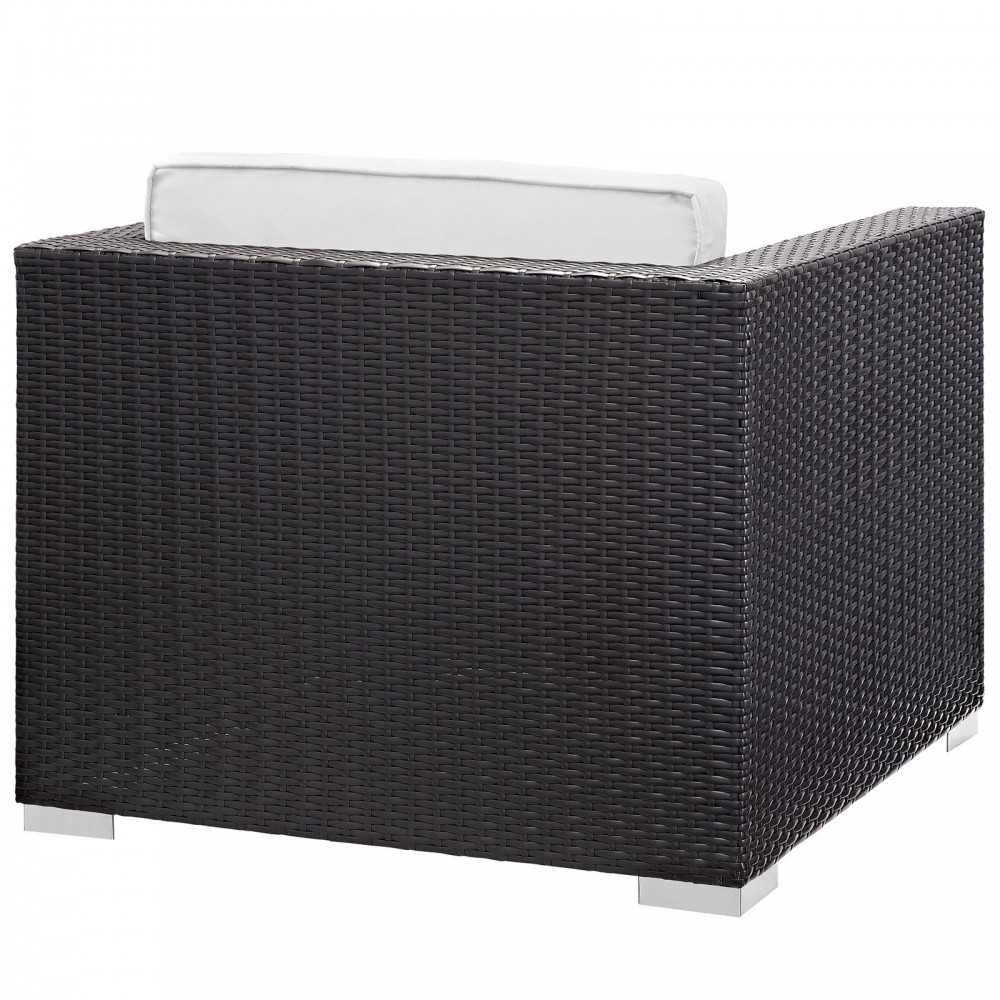 Convene 5 Piece Outdoor Patio Sectional Set, Espresso White, EEI-1809-EXP-WHI-SET