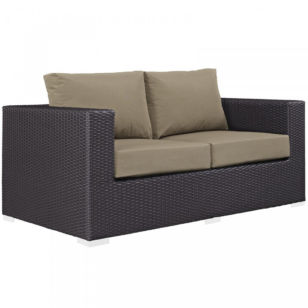 Convene 5 Piece Outdoor Patio Sofa Set, Espresso Mocha