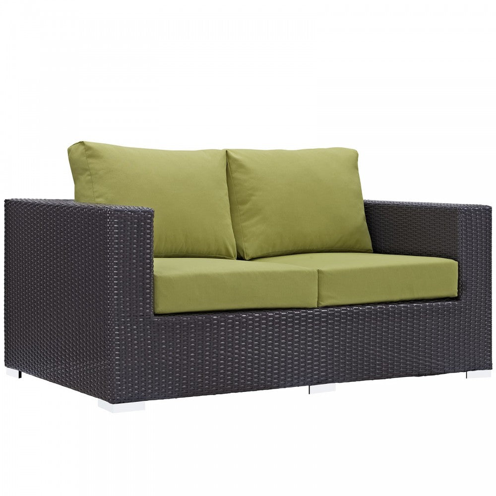 Convene 5 Piece Outdoor Patio Sofa Set, Espresso Peridot