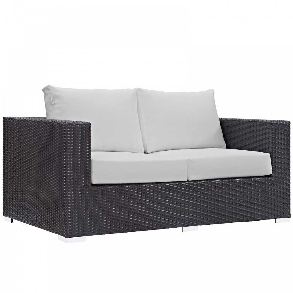 Convene 5 Piece Outdoor Patio Sofa Set, Espresso White