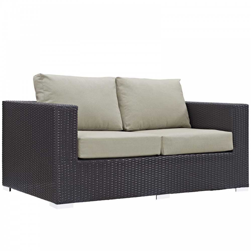 Convene 5 Piece Outdoor Patio Sofa Set, Espresso Beige