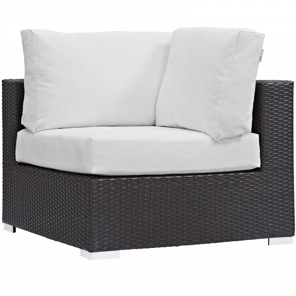 Convene 6 Piece Outdoor Patio Sectional Set, Espresso White, EEI-2207-EXP-WHI-SET