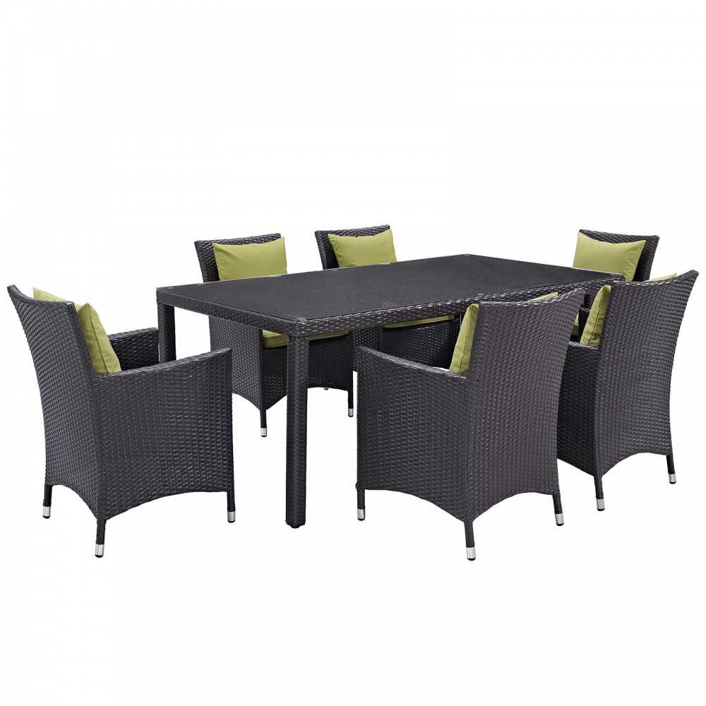 Convene 7 Piece Outdoor Patio Dining Set, Espresso Peridot, EEI-2199-EXP-PER-SET