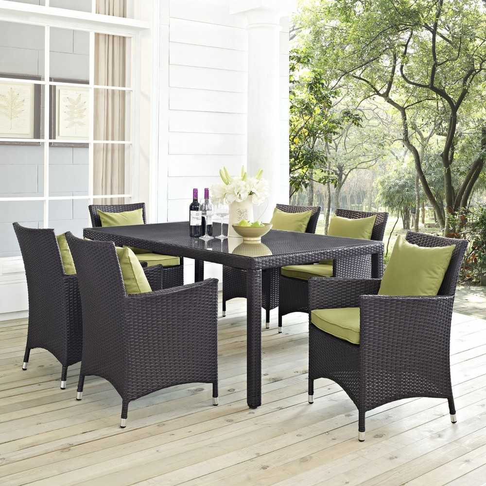 Convene 7 Piece Outdoor Patio Dining Set, Espresso Peridot, EEI-2199-EXP-PER-SET