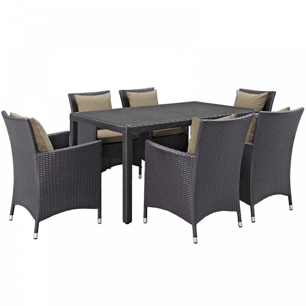 Convene 7 Piece Outdoor Patio Dining Set, Espresso Mocha, EEI-2241-EXP-MOC-SET