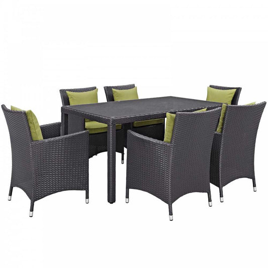 Convene 7 Piece Outdoor Patio Dining Set, Espresso Peridot, EEI-2241-EXP-PER-SET