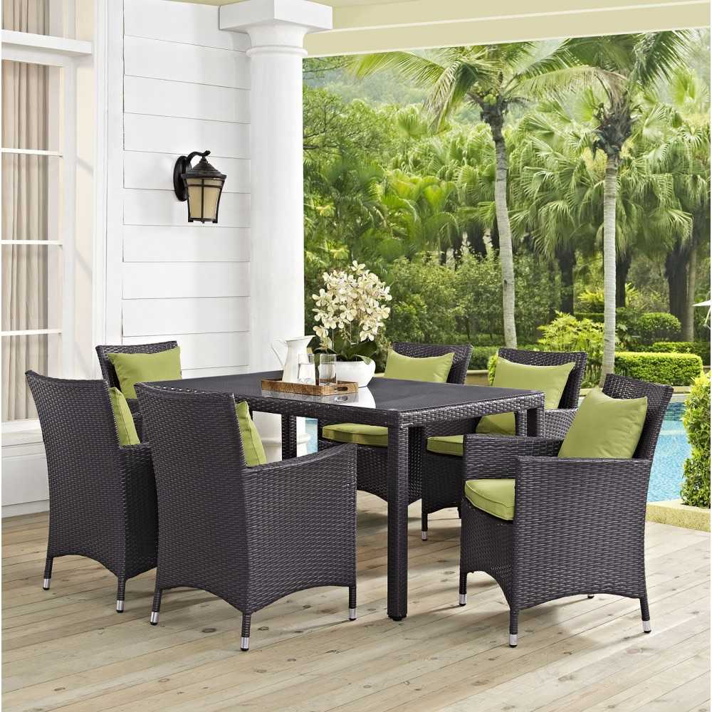 Convene 7 Piece Outdoor Patio Dining Set, Espresso Peridot, EEI-2241-EXP-PER-SET