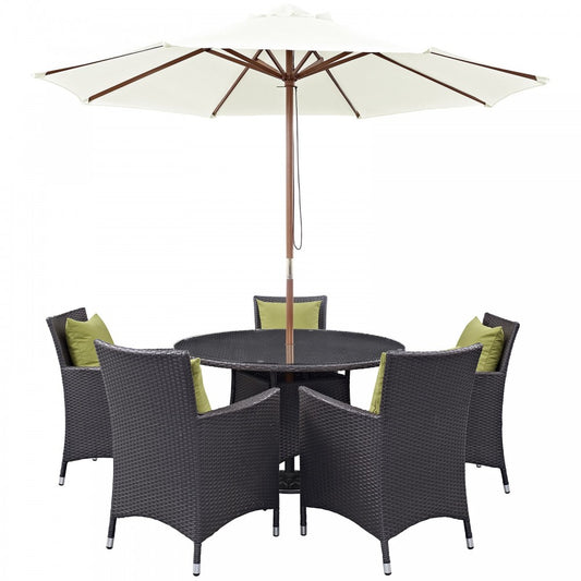 Convene 7 Piece Outdoor Patio Dining Set, Espresso Peridot, EEI-2193-EXP-PER-SET