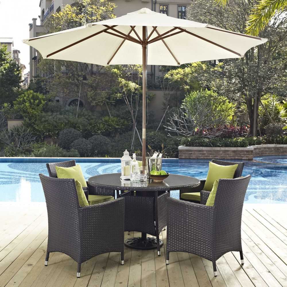 Convene 7 Piece Outdoor Patio Dining Set, Espresso Peridot, EEI-2193-EXP-PER-SET