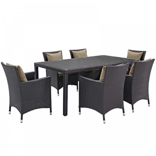 Convene 7 Piece Outdoor Patio Dining Set, Espresso Mocha, EEI-2199-EXP-MOC-SET