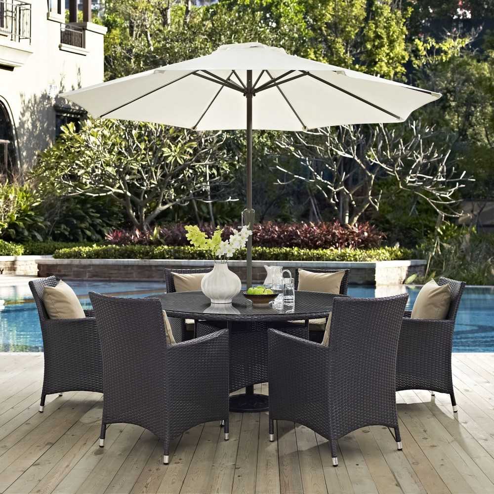 Convene 8 Piece Outdoor Patio Dining Set, Espresso Mocha