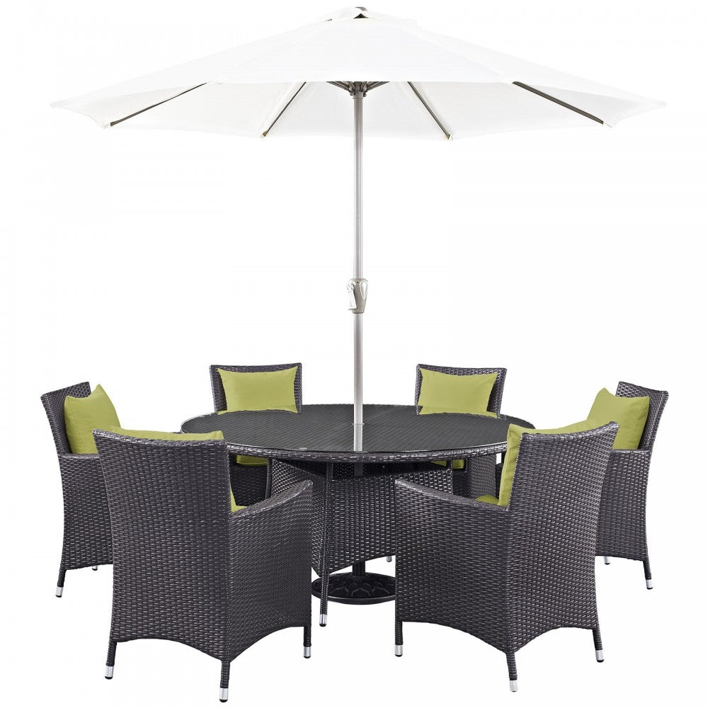 Convene 8 Piece Outdoor Patio Dining Set, Espresso Peridot