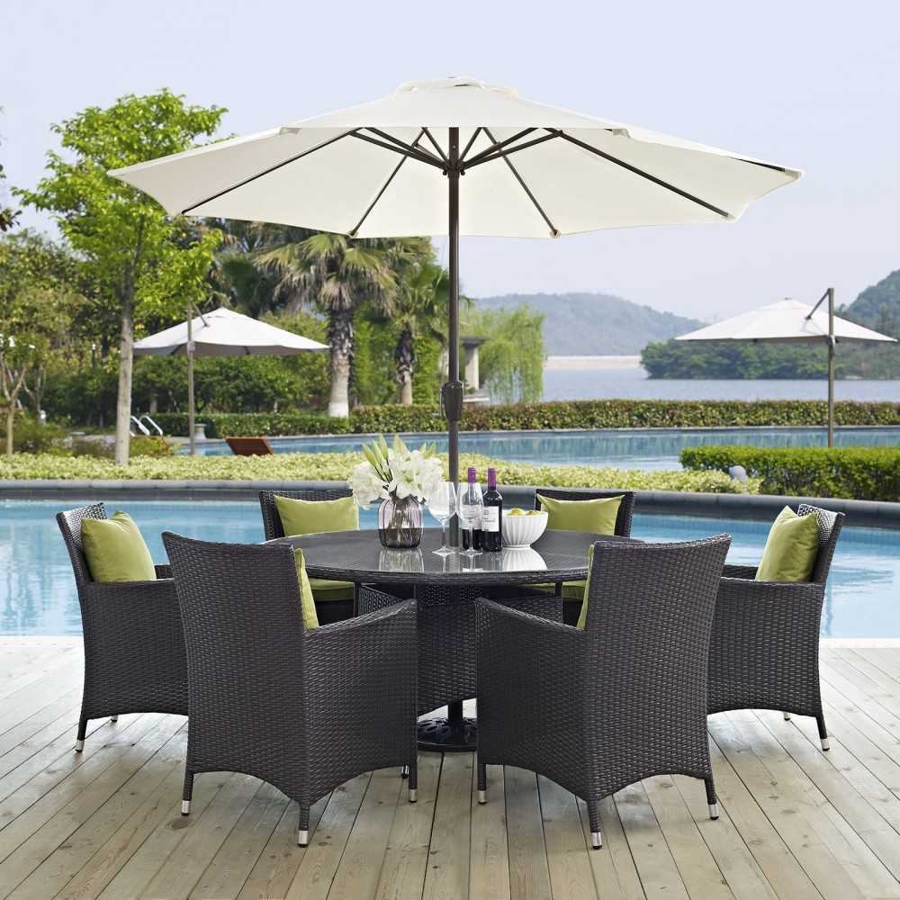 Convene 8 Piece Outdoor Patio Dining Set, Espresso Peridot