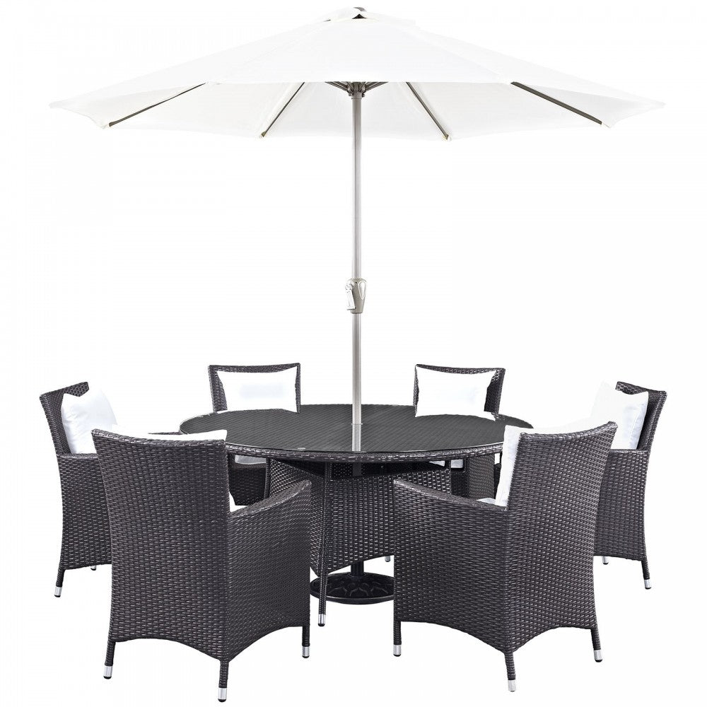 Convene 8 Piece Outdoor Patio Dining Set, Espresso White